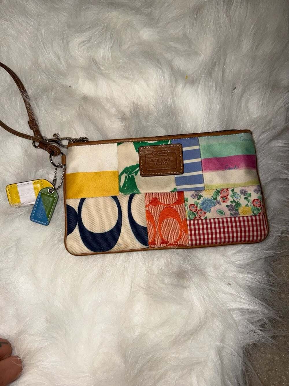Coach Hampton Spring Patchwork Wristlet Multi-Color